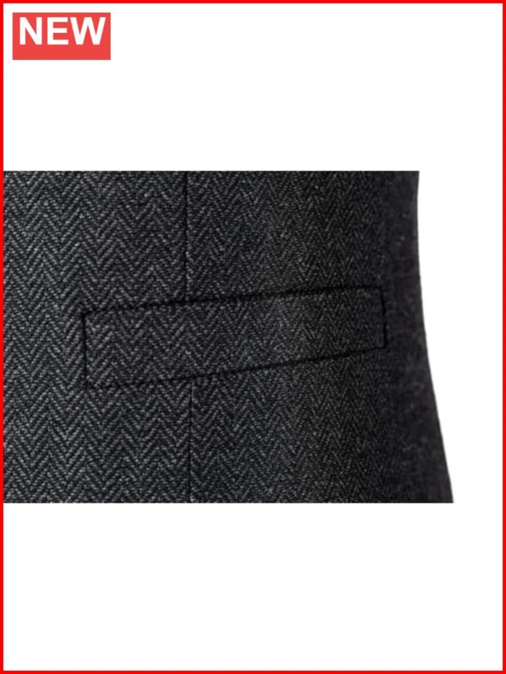 Men's Wool Herringbone Suit Vest Regular Fit Double Breasted Waistcoat Wedding